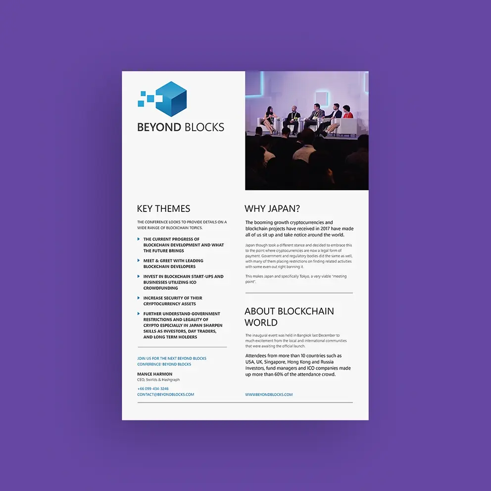 Thumbnail 2: Inner spread of Beyond Blocks Summit brochure
